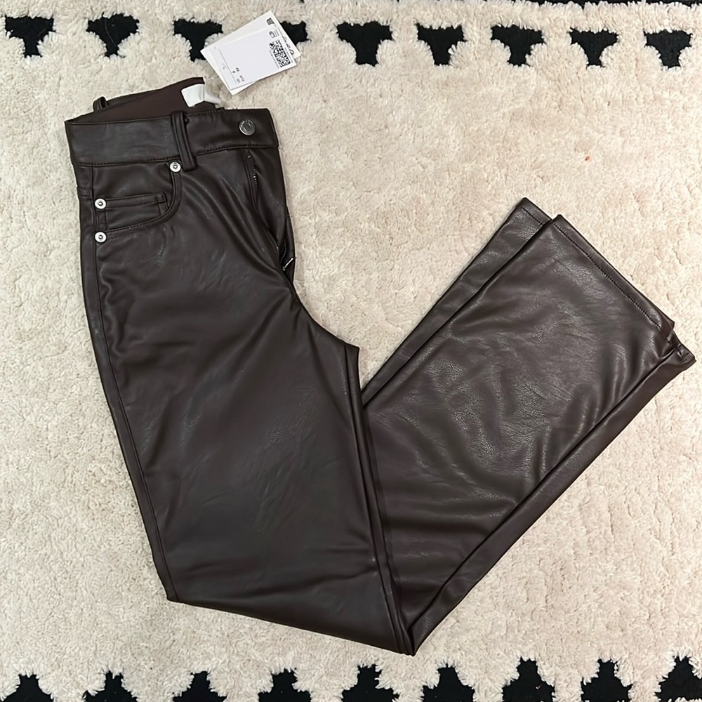 Brown flare leather pants